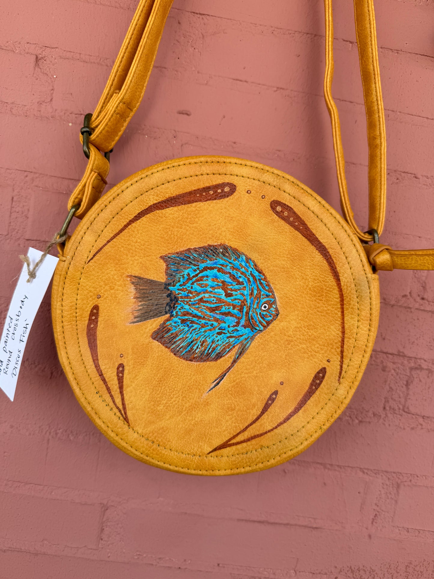 Hand Painted Round Bag ‘Discuss’