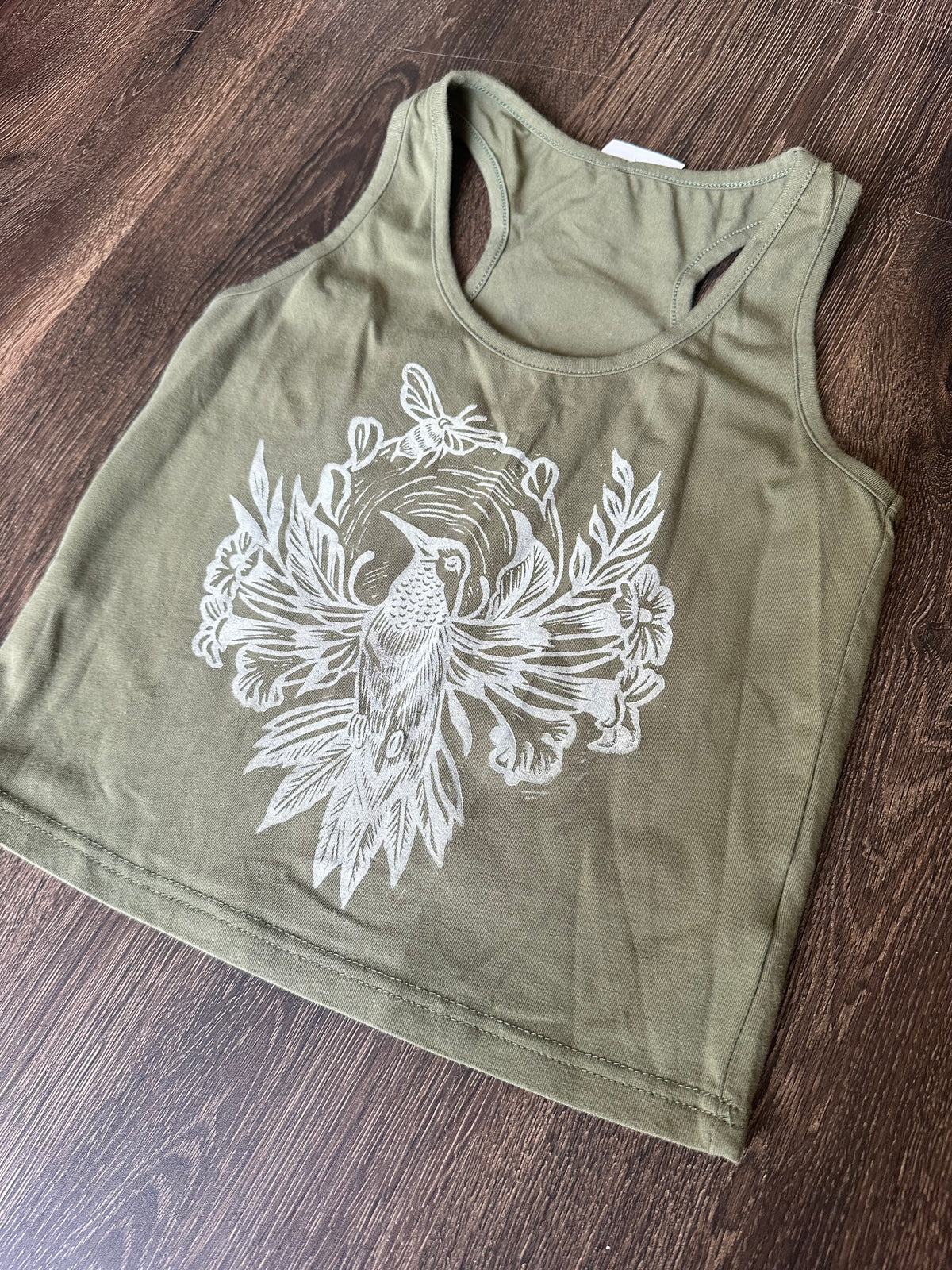 Medium green pollinators Block print Crop top