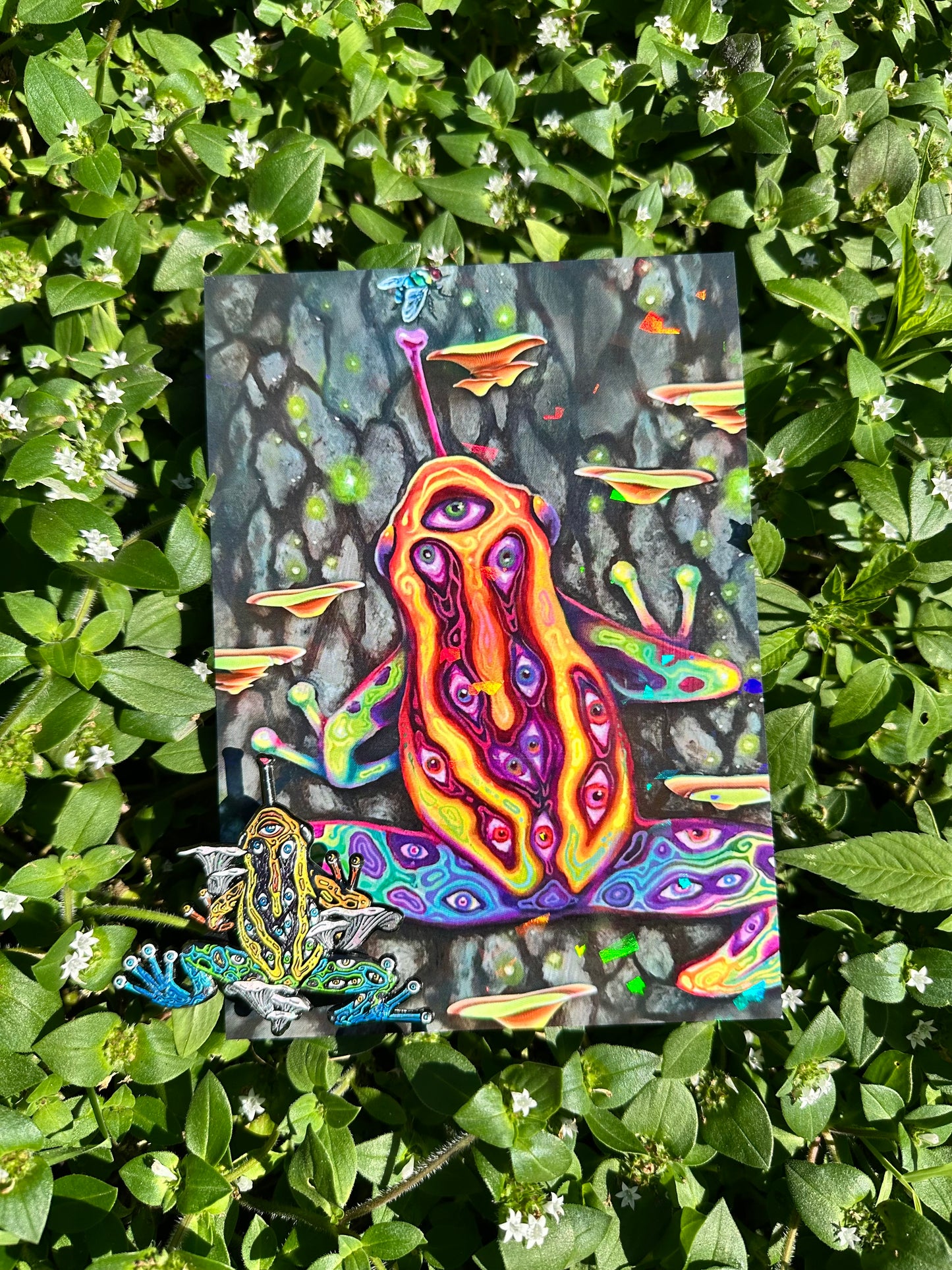 Psychedelic Dart Frog Holographic Print