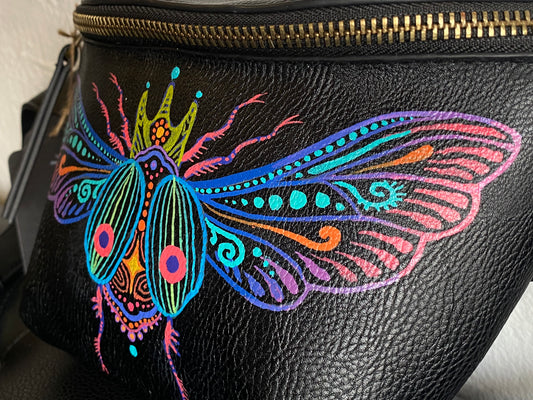 Hand-Painted Bum Bag - Technicolor Beetle