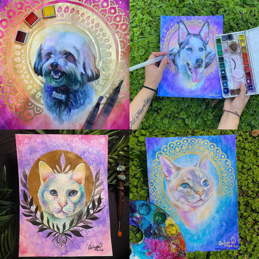Framed Watercolor -Pet portrait