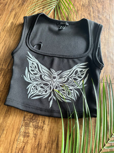 Black mothstera Crop top (small)