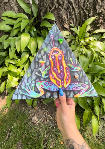 Psychedelic dart frog embellished canvas print