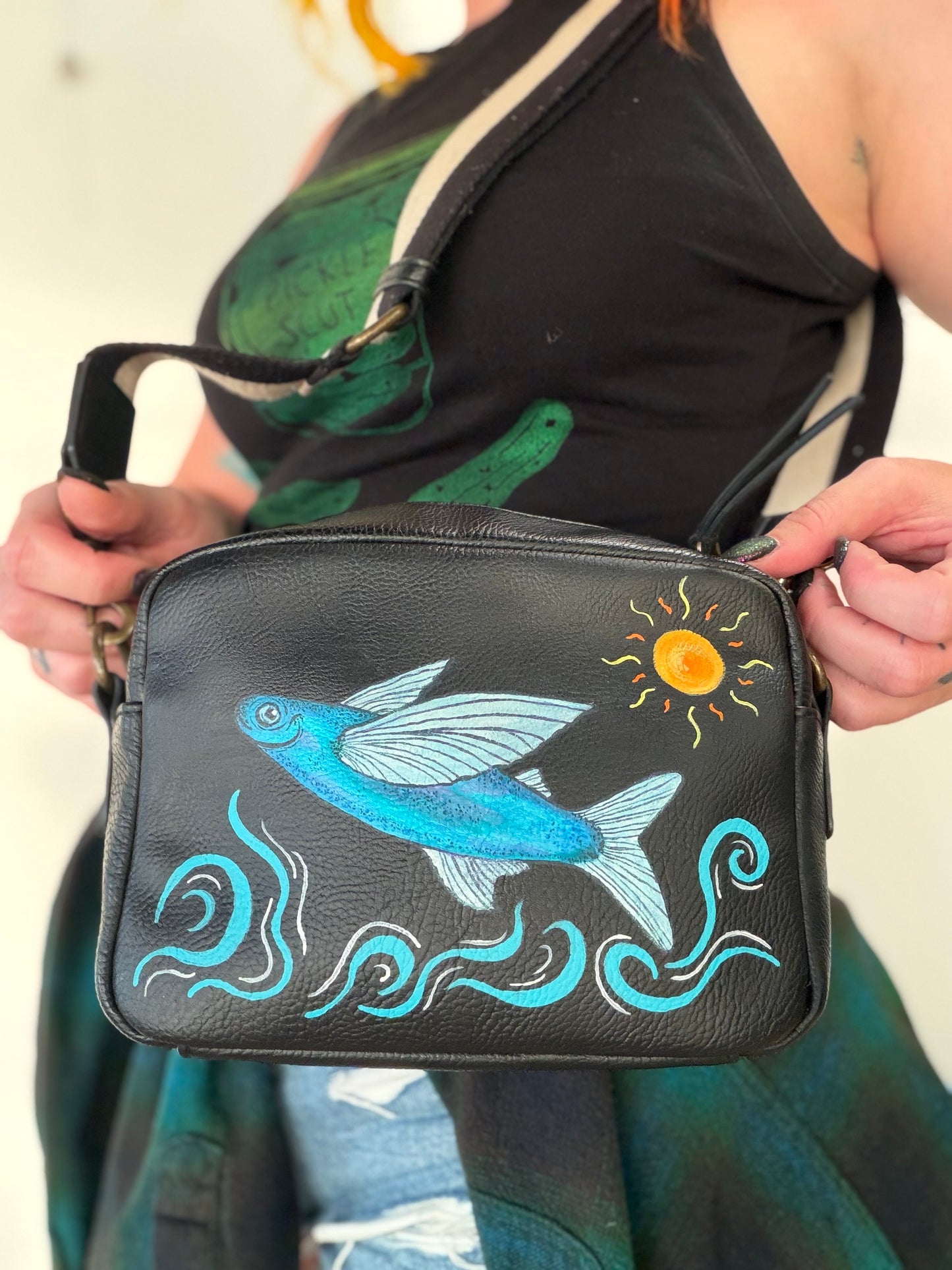 Flying Fish Hand Painted Bag