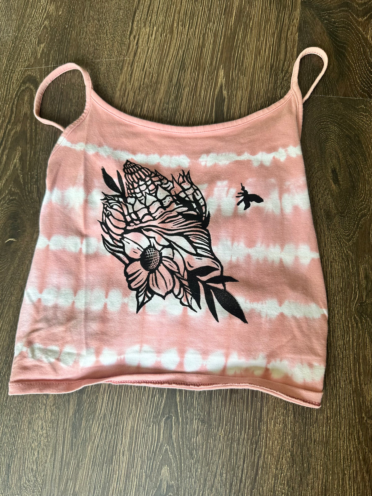 Small braided blossom beach Block print Crop top