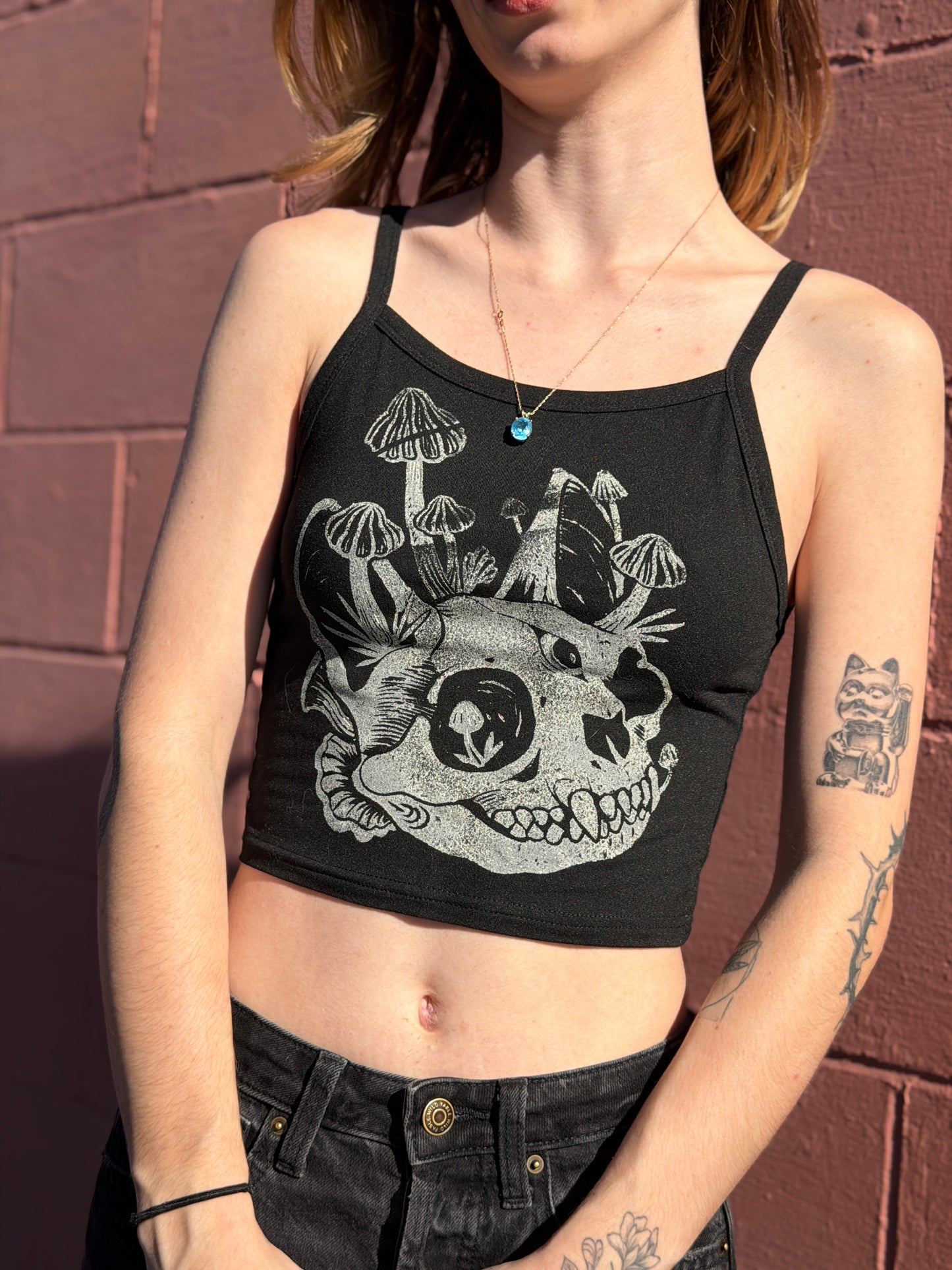 Kitty Skull Cropped Tank *Large*