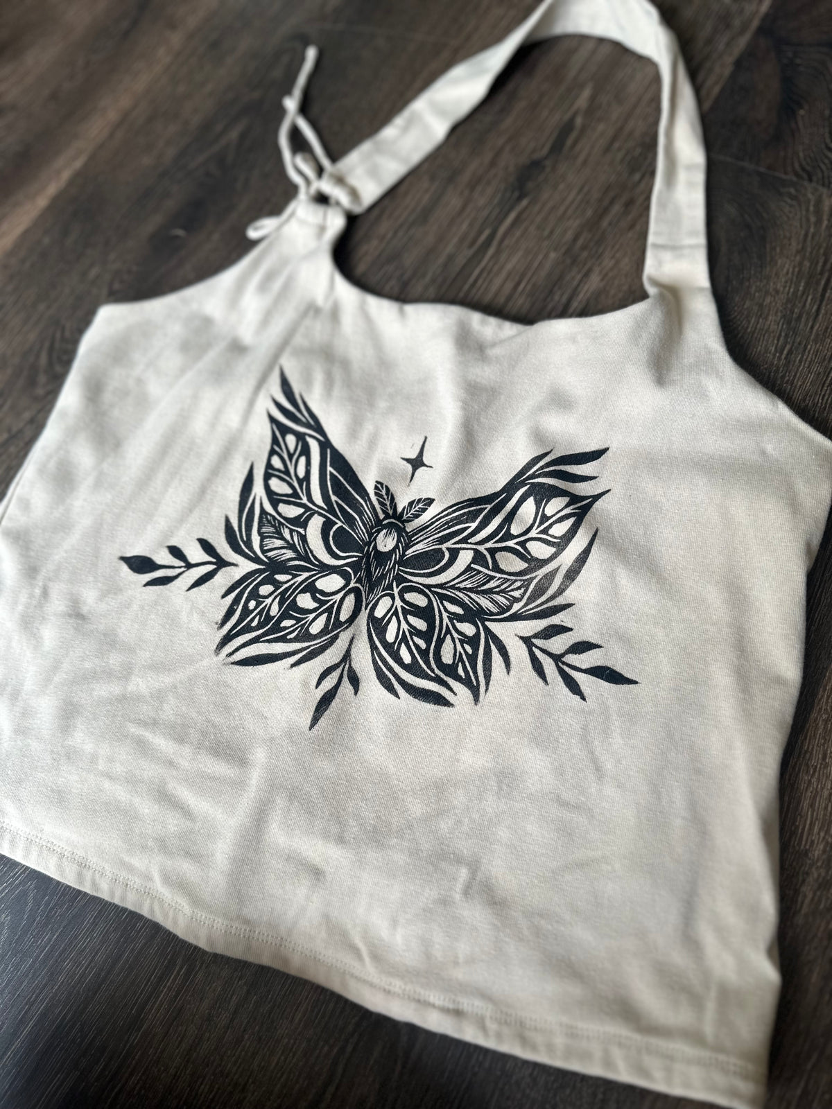 Large mothstera Block print Crop top