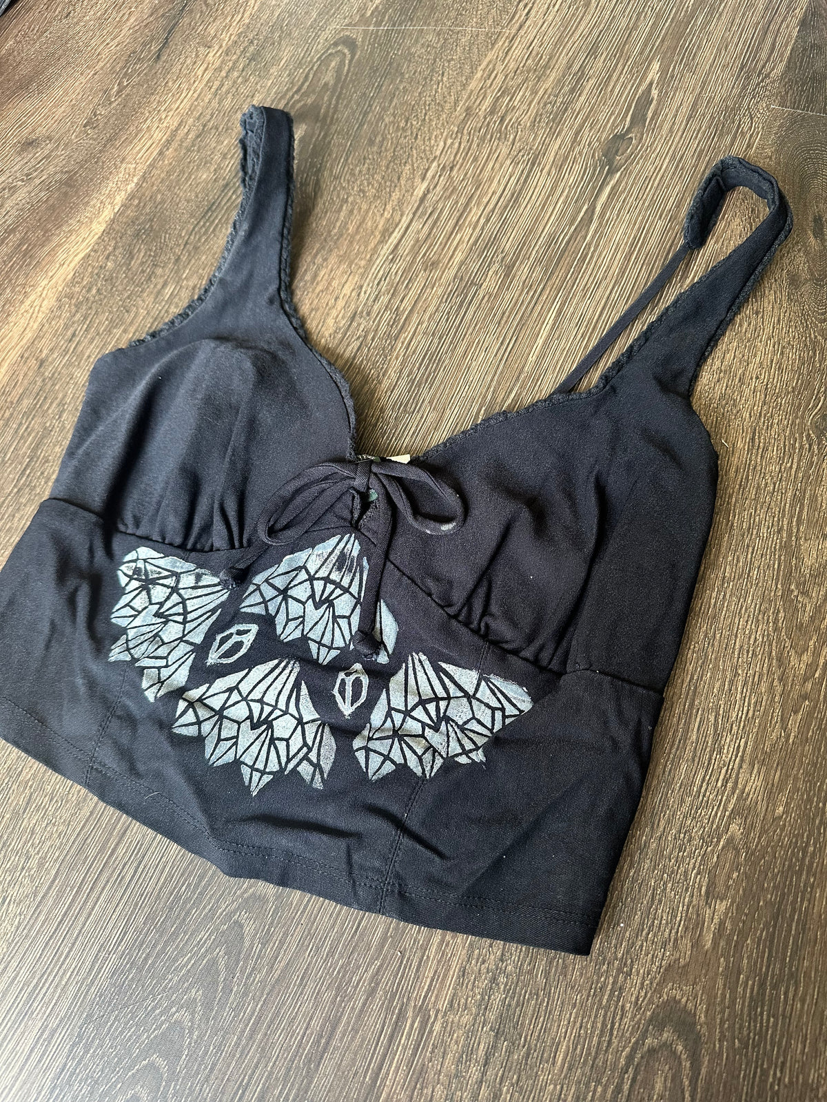 Small long sleeve seashells Block print Crop top