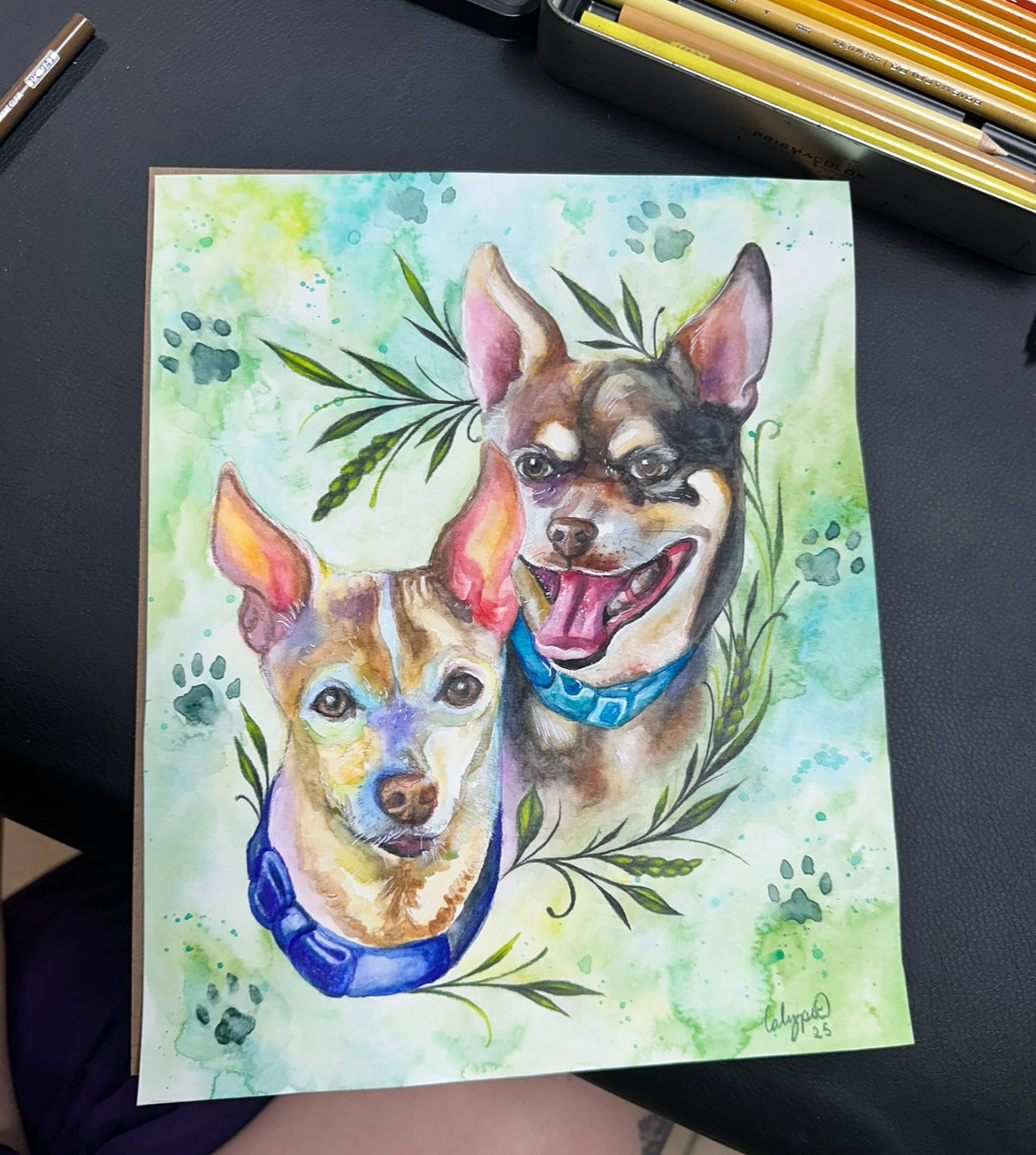 Framed Watercolor -Pet portrait