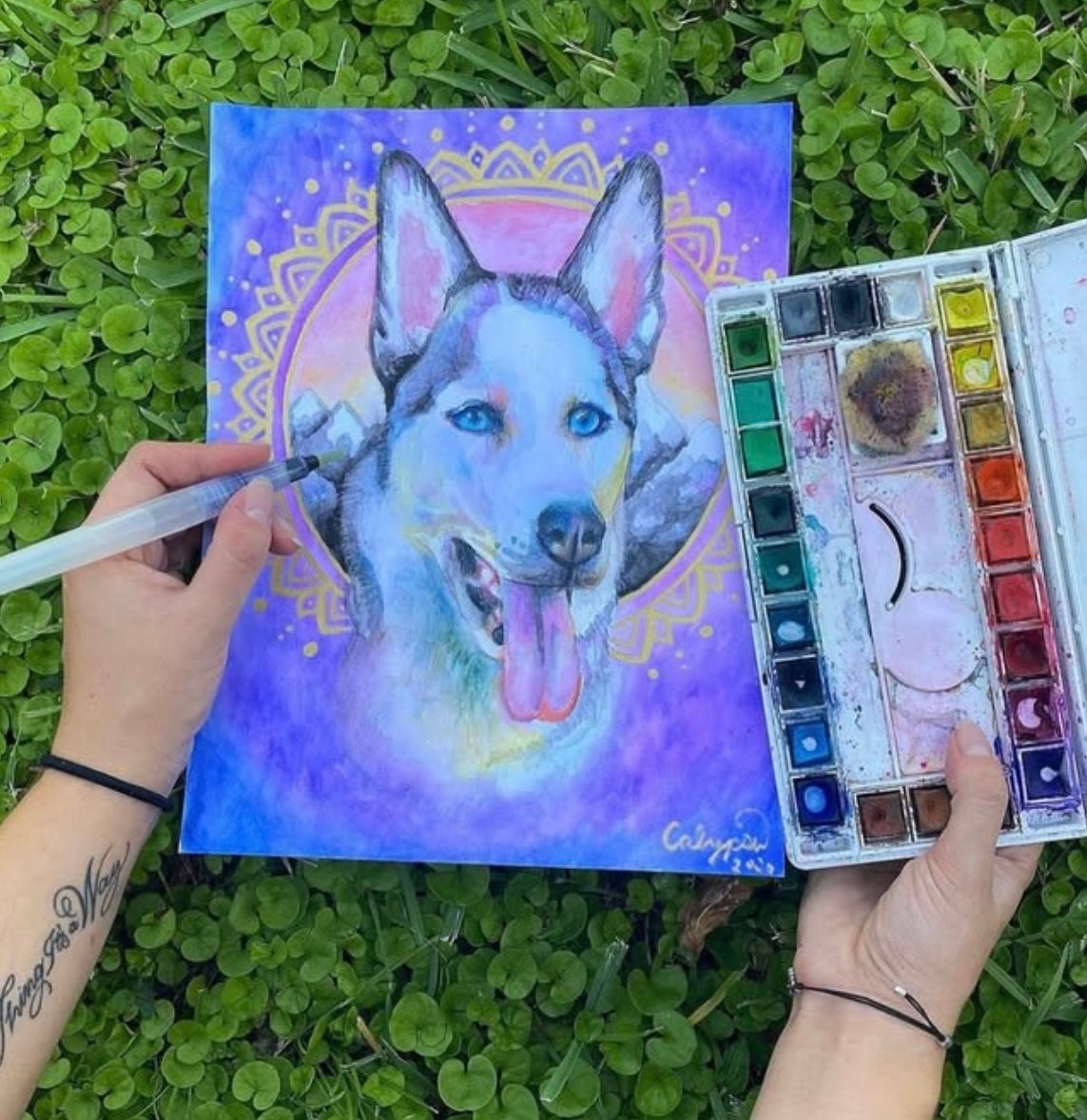 Framed Watercolor -Pet portrait