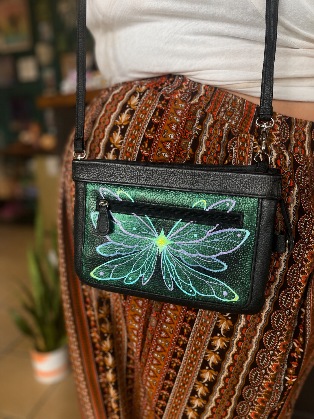 Iridescent Fairy bag - Hand Painted