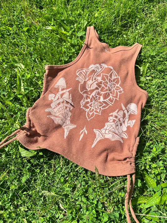 Terracotta Succulent Skull Crop Top (medium)